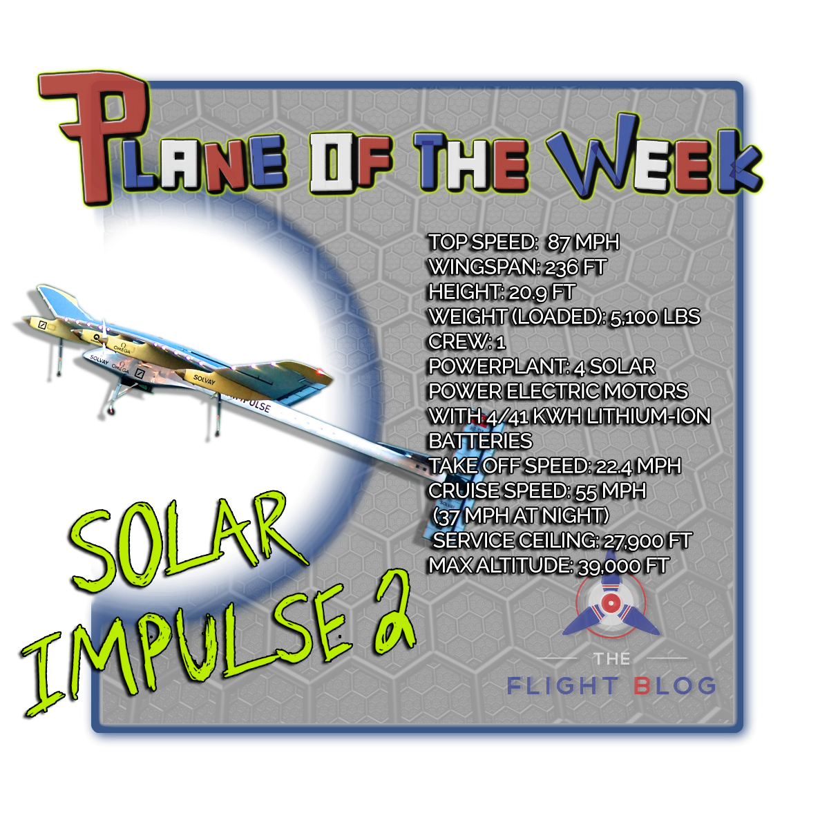 SOLAR IMPULSE 2 specification table