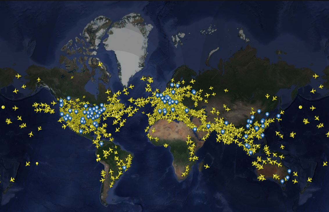 global plane routes and airports map