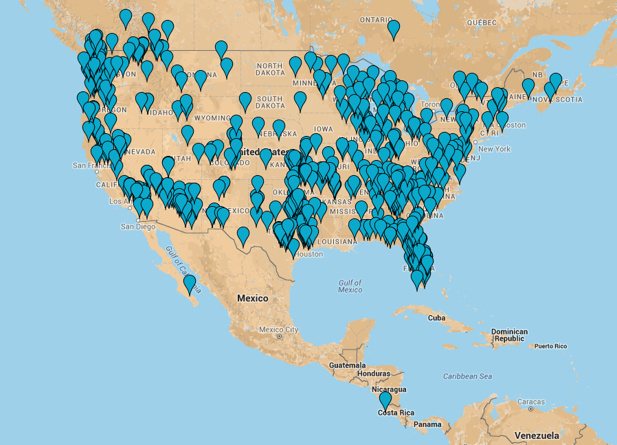Map of 426 Airparks in the United States