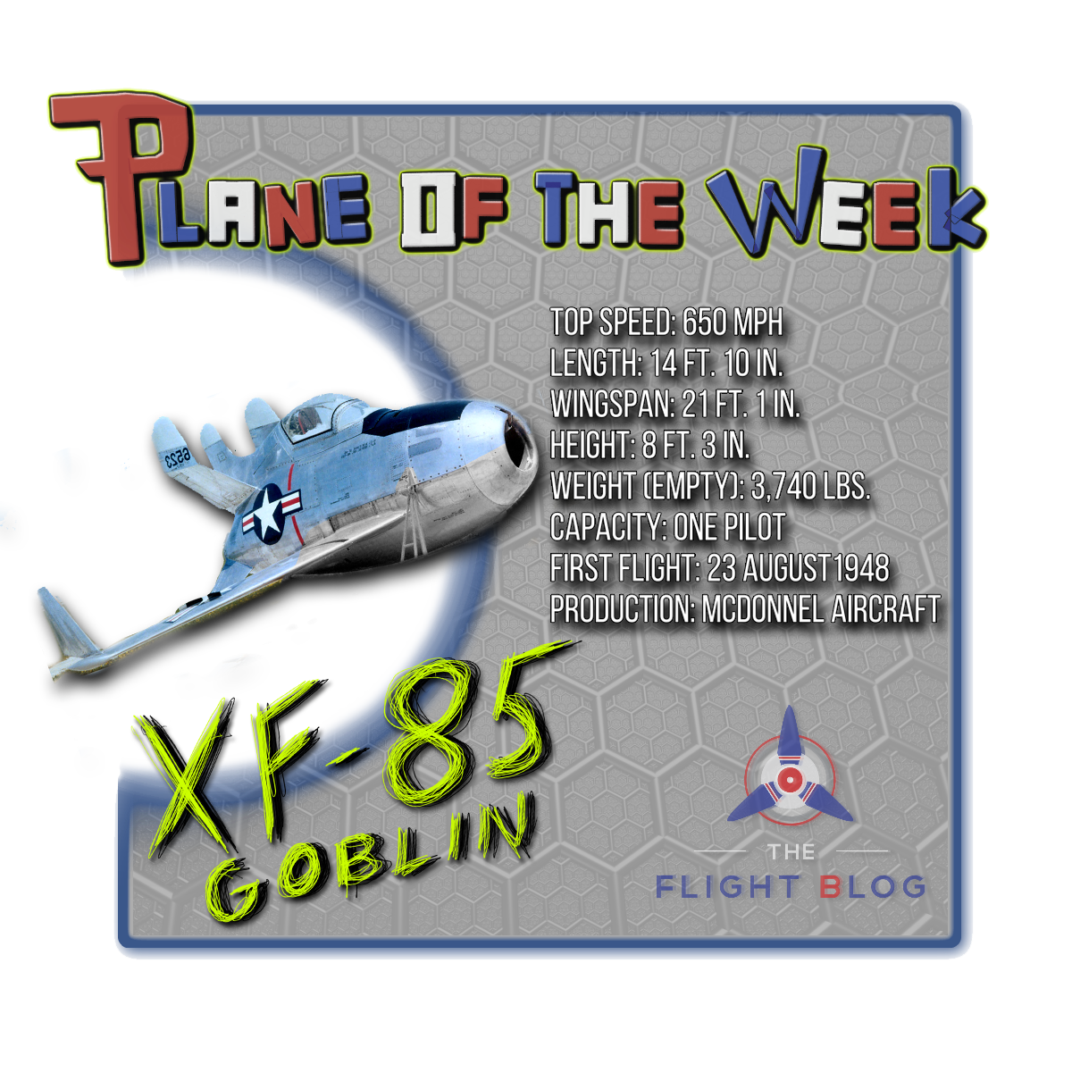 McDonnell XF-85 Goblin Specification Table